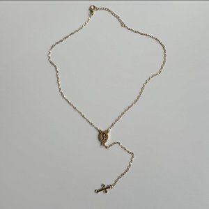 Y2K 2000s gold rosary bead style Jesus piece necklace